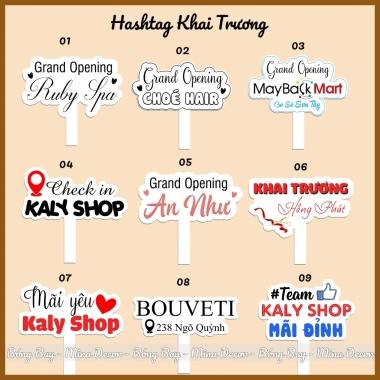Hashtag Khai Trương Cửa Hàng - Chụp Ảnh Check‑in, Giá chỉ 46k, Giảm ngay