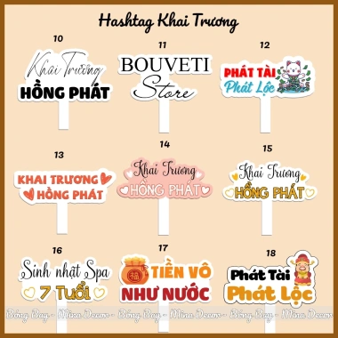 Hashtag Khai Trương Cửa Hàng - Chụp Ảnh Check‑in, Giá chỉ 46k, Giảm ngay