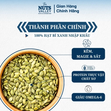 Hạt Bí Xanh Tróc Vỏ The Nuts Valley – Dinh Dưỡng Cho Bánh & Salad, Tốt Cho Sức Khỏe, Giá 108.800₫ Tết 2.026
