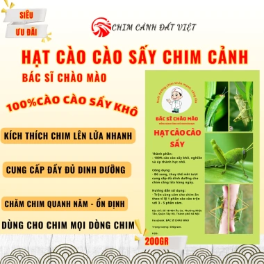 Hạt cào cào sấy nguyên chất 200g - Dinh dưỡng cho chim cảnh - Bác sĩ chào mào - Giá chỉ 50.000đ