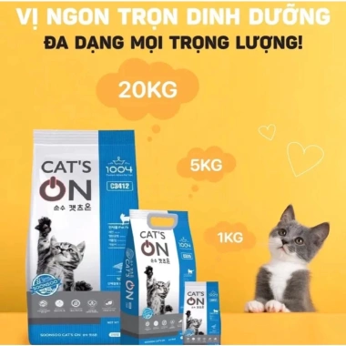 Hạt CATS ON Bao Xá 20kg - Đạm 33% cho mèo mọi lứa tuổi, dinh dưỡng tối ưu