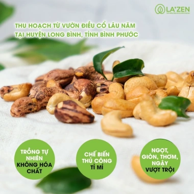 Hạt điều ăn Tết vỏ lụa rang muối Aplus Bình Phước 250g-500g La'zen - Giá chỉ 116.400₫ 2