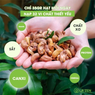 Hạt điều ăn Tết vỏ lụa rang muối Aplus Bình Phước 250g-500g La'zen - Giá chỉ 116.400₫ 6