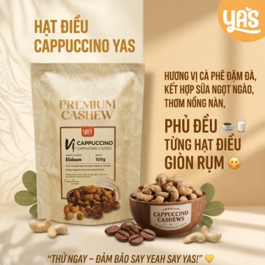 Hạt điều Cappuccino YAS 100g cao cấp – vị mới lạ, snack ngon, quà biếu chỉ 41.900₫ 2