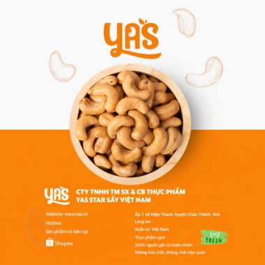 Hạt điều nguyên hạt YAS 200g mật ong béo ngậy – Ăn vặt, quà tặng, chỉ 41.900₫