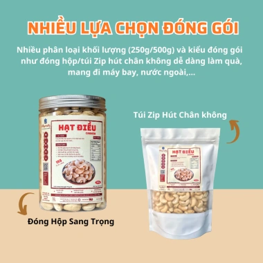 Hạt điều rang không muối Bình Phước Meganuty- Nguyên hạt, sấy, béo thơm, chỉ 105.000 VND
