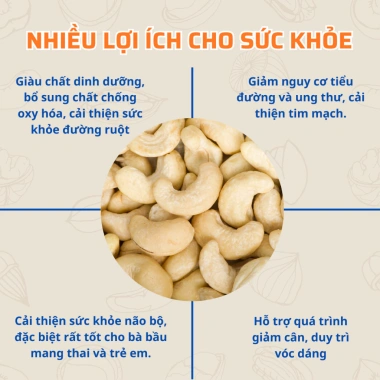 Hạt điều rang không muối Bình Phước Meganuty- Nguyên hạt, sấy, béo thơm, chỉ 105.000 VND