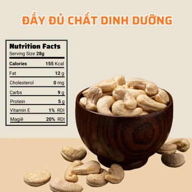 Hạt điều rang không muối Bình Phước Meganuty- Nguyên hạt, sấy, béo thơm, chỉ 105.000 VND 6 Hạt điều rang không muối Bình Phước Meganuty- Nguyên hạt, sấy, béo thơm, chỉ 105.000 VND 6