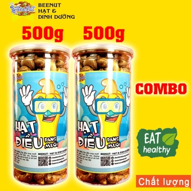 Hạt điều rang muối Bình Phước 1kg + Combo 2×500g Hột điều lụa dinh dưỡng BeeNut - Giá 326.690₫