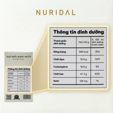 Hạt điều rang muối cỡ lớn Vỏ lụa, Rang Cùi 500g - NURIDAL, Giá ưu đãi 373.150₫