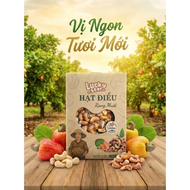 Hạt Điều Rang Muối Luckystar 500g - Giòn Thơm Xuất khẩu, Giá ưu đãi 190.000đ