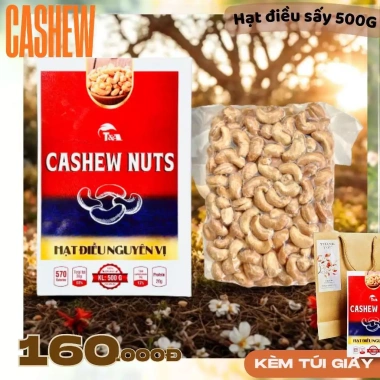 Hạt Điều Rang Sấy Nguyên Vị Không Muối 500g Túi Hút Chân Không - Giá 180.000