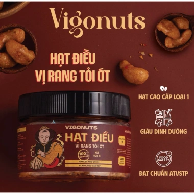 Hạt điều rang VIGONUTS vị tỏi ớt đường muối – Cay nồng, ăn vặt, chỉ 54.200₫ 2