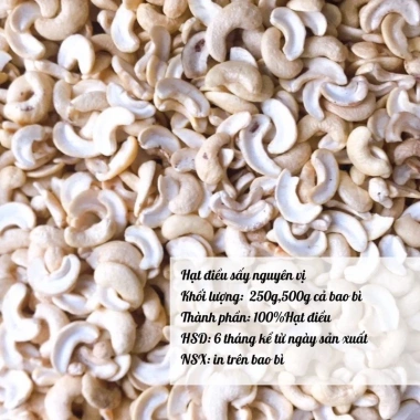 Hạt điều sấy nguyên vị 100g không muối - vỏ lụa, thơm ngọt béo giòn, chỉ 35.000 VND
