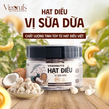 Hạt điều vị sữa dừa VIGONUTS – Thơm béo ngậy, ăn vặt lành mạnh, sức khỏe tốt, 54.200₫