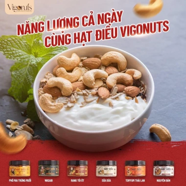 Hạt điều vị sữa dừa VIGONUTS – Thơm béo ngậy, ăn vặt lành mạnh, sức khỏe tốt, 54.200₫