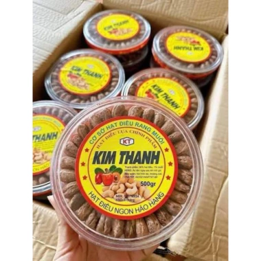 Hạt điều xếp hoa rang muối Kim Thanh 500g - Hộp tròn tiện lợi, hương vị thơm ngon, không chất bảo quản, giá ưu đãi 110k - Tập hòa tân nhiên