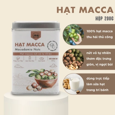 Hạt Macca DalatFarm 200g - Giảm giá sốc 150.000đ, dinh dưỡng, hương vị thơm ngon