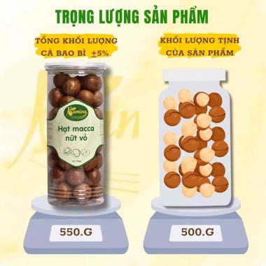 Hạt macca nứt vỏ Đắk Lắk LOẠI 1 giàu dinh dưỡng, tách vỏ dễ dàng, lon 500g - chỉ 91.000đ tại Kamina Store