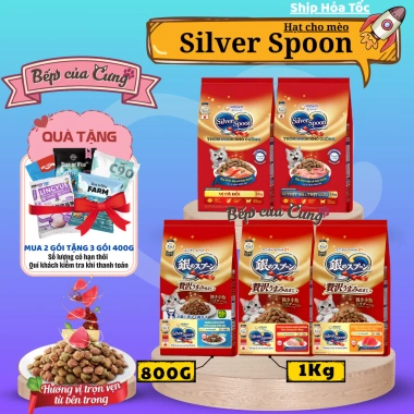 Hạt mèo Silver Spoon 1kg vị gà cá ngừ, giảm nôn trớ, dễ tiêu hoá - Bếp Cưng 145k