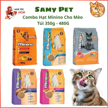 Hạt MININO Cho Mèo 350-480g Vị Cá Ngừ, Mực, Cá Hồi, Hải Sản - Dinh Dưỡng Cho Mọi Lứa Tuổi