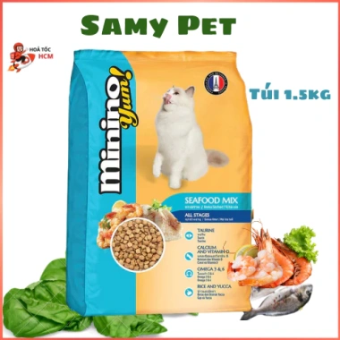 Hạt MININO Vị Hải Sản 1.5kg - Thức ăn mèo mọi tuổi, giảm 21H 135k