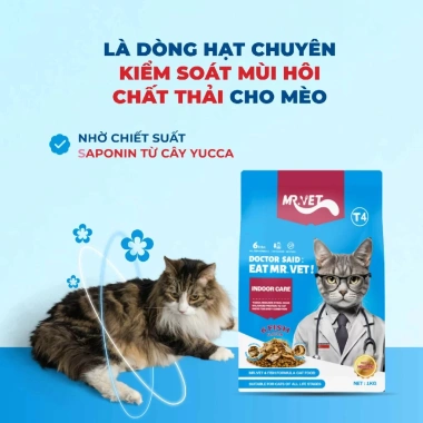 Hạt Mr.Vet T4 1Kg Hoả Tốc 21H Giảm Mùi Hôi và Topping 6 Loại Cá Mèo Mọi Lứa Tuổi