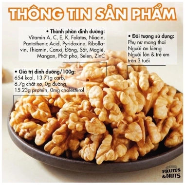 Hạt óc chó tách vỏ 100g: Dinh dưỡng cao, thơm ngon, giá chỉ 28.000đ
