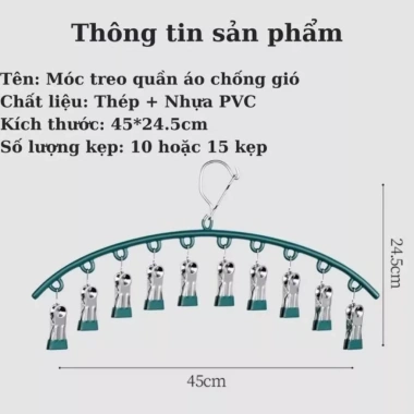 Haven House Móc Treo Phơi Đồ 360 độ – Kẹp cong, treo áo, tất, khăn, đồ lót 21.069₫