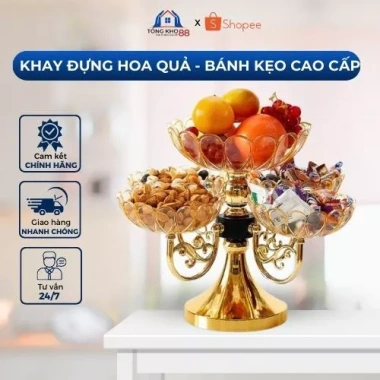 Hay đựng bánh kẹo, hoa quả 5 tầng nhựa cao cấp xoay 360 độ - Sang trọng Tổng kho 88