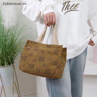 HB Túi xách vải nhung in hình hoạt hình dễ thương cho văn phòng tote bento 89.700₫ 6
