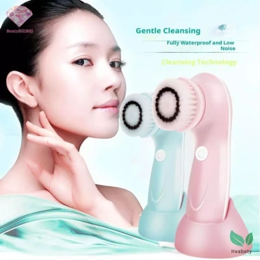 Heabety Máy Rửa Mặt 3 Trong 1 Điện Facial Cleaner Bàn Chải Spa Loại Bỏ Mụn Đầu Đen Đế Spa Sạc Mới