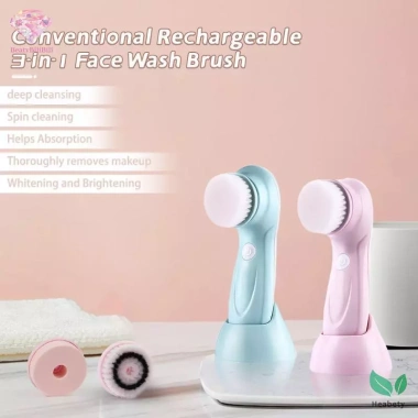 Heabety Máy Rửa Mặt 3 Trong 1 Điện Facial Cleaner Bàn Chải Spa Loại Bỏ Mụn Đầu Đen Đế Spa Sạc Mới