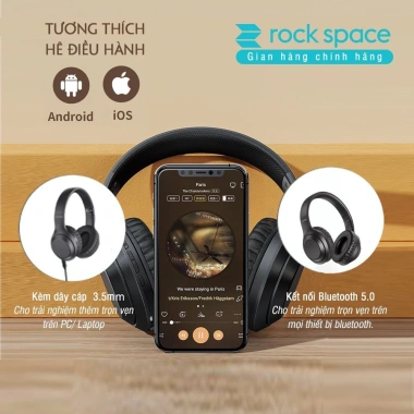 Headphone Bluetooth Rockspace O2 không dây chụp tai, mic, chính hãng, BH 1 năm - 395.000₫