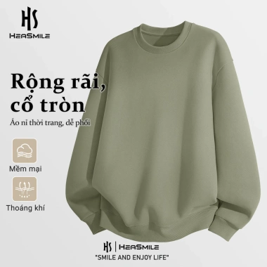 HeaSmile áo nỉ nam cổ tròn basic 2.026 mẫu mới, chất vải dày mềm, giữ ấm tốt, giá ưu đãi 259.000đ 2