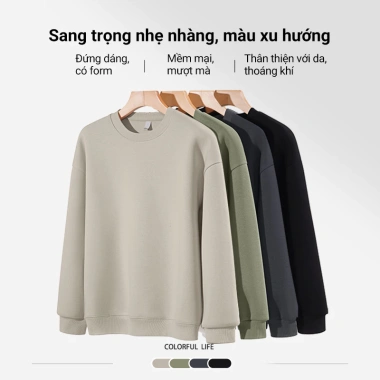 HeaSmile áo nỉ nam cổ tròn basic 2.026 mẫu mới, chất vải dày mềm, giữ ấm tốt, giá ưu đãi 259.000đ 5