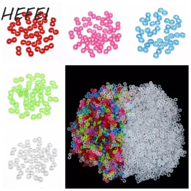 HEFEI 500 Dây Dệt Acrylic Đa Màu, Móc Bím và Khóa Trong Suốt, Dây Cao Su DIY Vòng Cổ Vòng Tay - Giá 35.860 VND