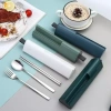 HELLC Bộ dụng cụ du lịch thép không gỉ 304 - Thìa cắm trại, đũa, dao kéo di động, hộp đựng - 108k 2