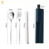 HELLC Bộ dụng cụ du lịch thép không gỉ 304 - Thìa cắm trại, đũa, dao kéo di động, hộp đựng - 108k 10