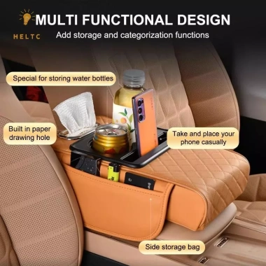 HELTC Hộp đựng khăn giấy và tựa tay ô tô xe tải - Đệm mềm hỗ trợ khuỷu tay, túi cốc, mở rộng điều khiển trung tâm 3 HELTC Hộp đựng khăn giấy và tựa tay ô tô xe tải - Đệm mềm hỗ trợ khuỷu tay, túi cốc, mở rộng điều khiển trung tâm 3