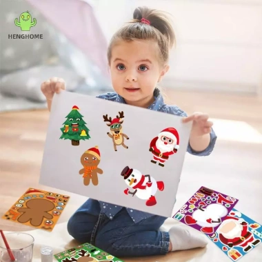 HENGHOME 8 tờ Trẻ em Trang trí Tiệc Giáng sinh – Xếp hình Ông Già Noel, Trò chơi Ghép hình 2