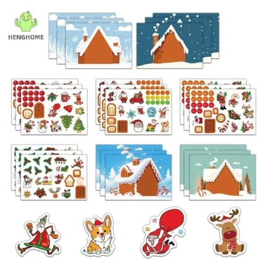 HENGHOME 8 tờ Trẻ em Trang trí Tiệc Giáng sinh – Xếp hình Ông Già Noel, Trò chơi Ghép hình 7