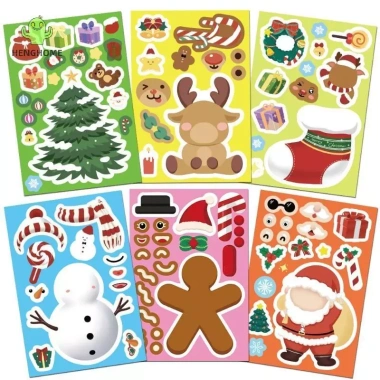 HENGHOME 8 tờ Trẻ em Trang trí Tiệc Giáng sinh – Xếp hình Ông Già Noel, Trò chơi Ghép hình 8