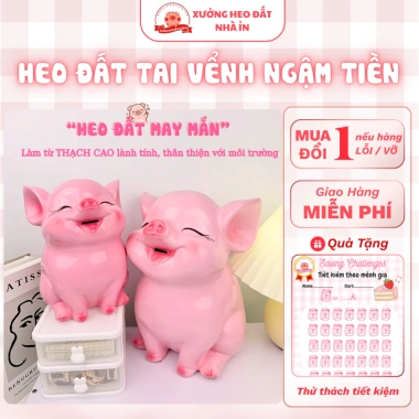 Heo đất 3D HOT, Lợn đất TAI VỂNH NGÂM TIỀN, Ống tiết kiệm - Chỉ 66.666 VND