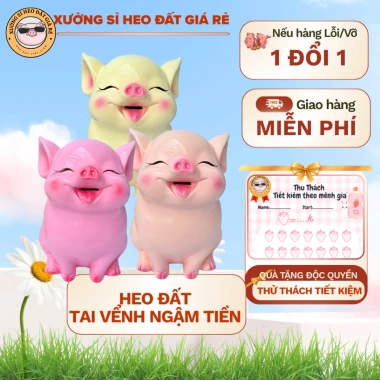 Heo đất 3D HOT - Tài vểnh ngậm tiền, giá chỉ 60.000đ, giảm từ 74.400đ, sỉ rẻ