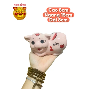 Heo đất 853 – Heo mọi sứ lỗ tròn 15x8x8cm, trang trí, quà tặng, chỉ 69.000₫