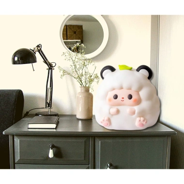 Heo đất cừu đội lá cute - ống tiết kiệm đựng tiền, trang trí nhà cửa, giá chỉ 75.000₫