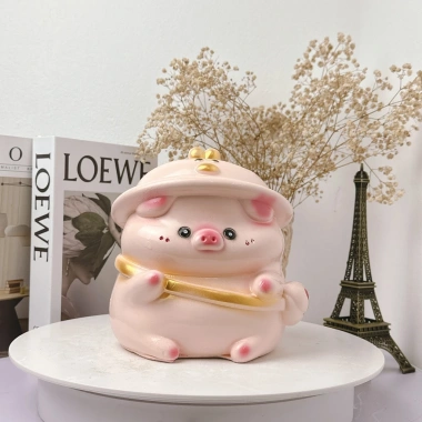Heo đất đội mũ vịt size TO - Quà tặng decor đáng yêu, giảm giá 69.000₫