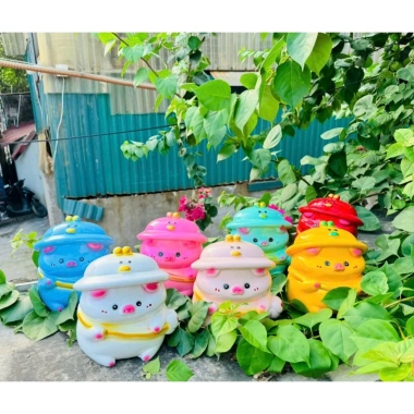 Heo đất đội mũ vịt size TO - Quà tặng decor đáng yêu, giảm giá 69.000₫