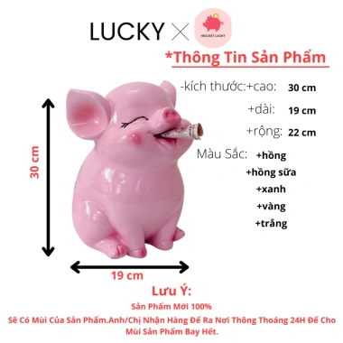 Heo đất Hot 3D mới size TO cao 30cm – Trang trí, quà tặng Lucky 92, giảm còn 95.000₫